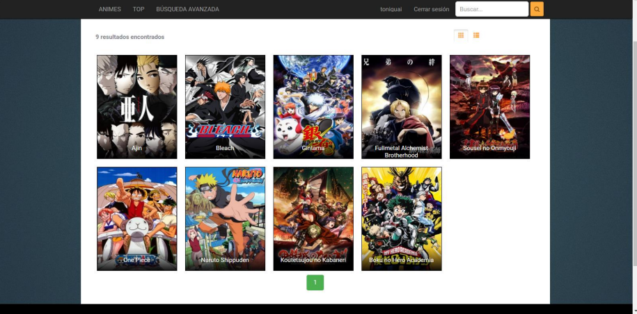 Search results with grid view.