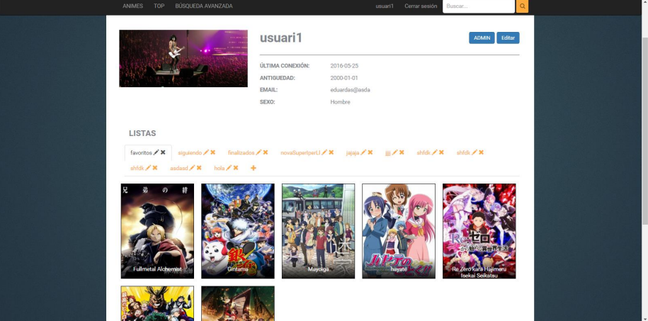 User profile.